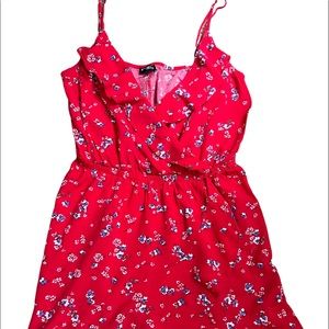 Express Red Floral Spaghetti Strap Mini Dress Size Medium
